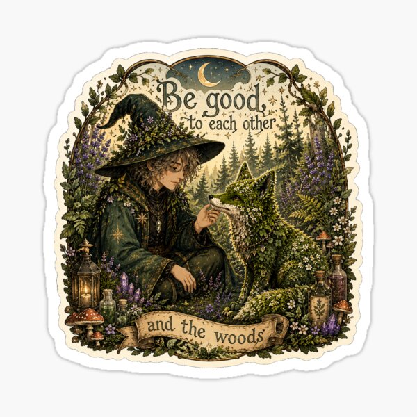 Be Good to Each Other and the Woods sticker