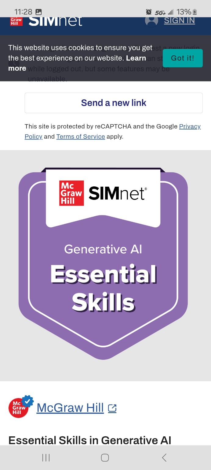 McGraw Hill SIMnet Generative AI Essential Skills badge